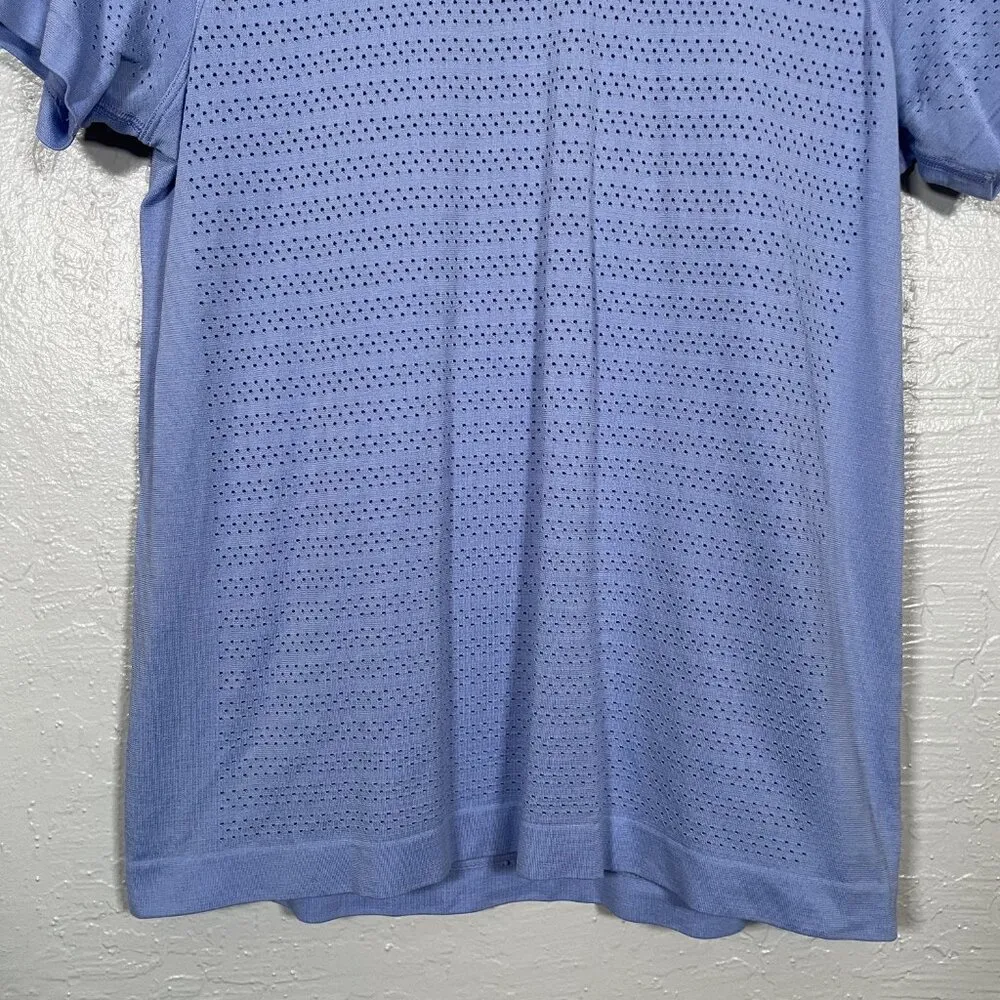Lululemon Women 6 Hydrangea Blue Breeze By Short Sleeve Shirt Perforated Running - Image 2