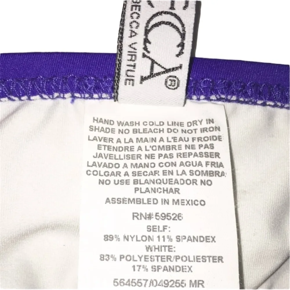 NEW Becca by Rebecca Virtue Hipster Swim Bottom size M Blue Banded Laser Cutout - Image 3