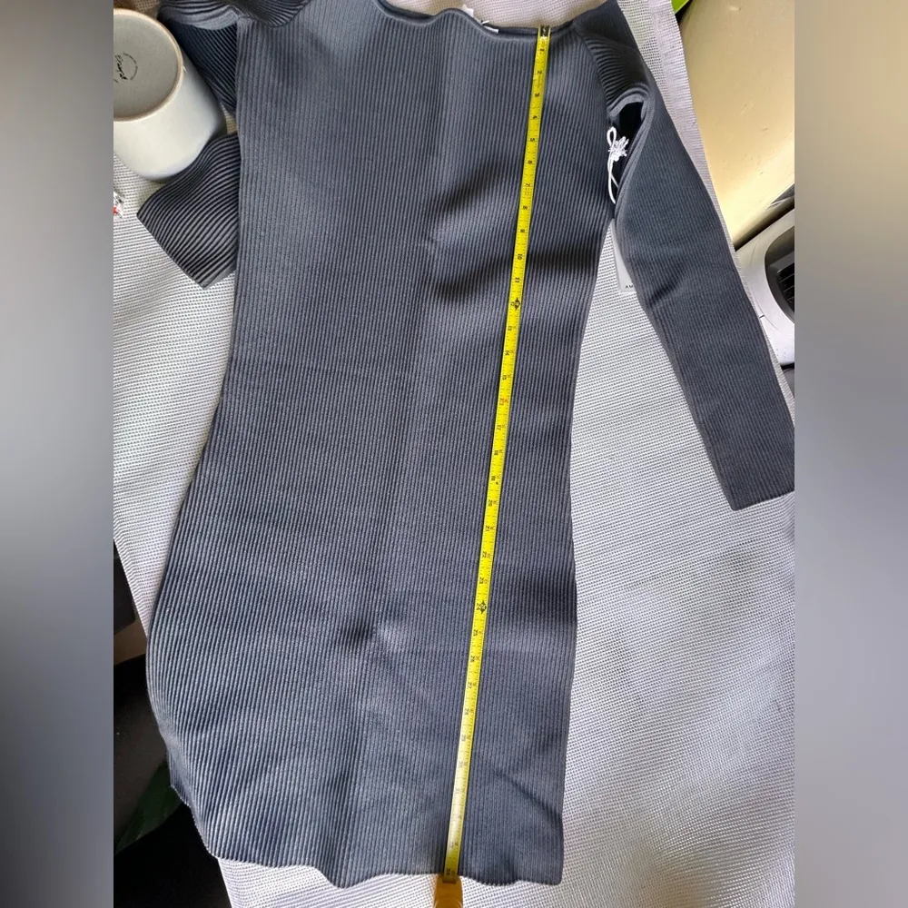 NEW GOOD AMERICAN WOMENS DRESS Gray Ribbed Knit XL - Image 6