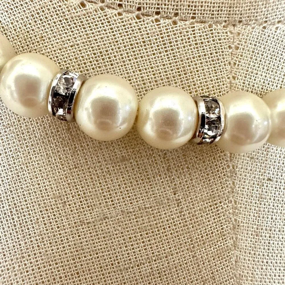 Faux pearl rhinestone choker necklace - Image 4