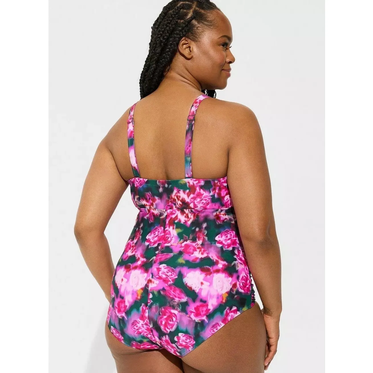Torrid Wireless Lattice One-Piece Swimsuit Blur Roses Floral Aventurine NWOT 6 - Image 2