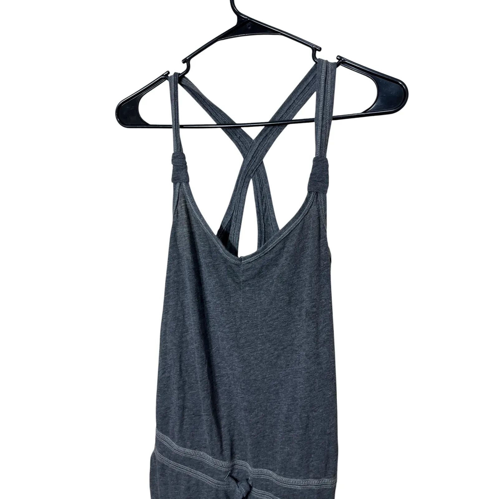 Hollister Y2K Gray Drawstring Romper Women's XS Sleeveless Cross Back‎ Casual - Image 2