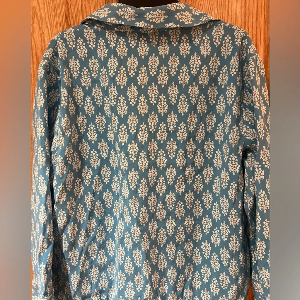 ZARA The Carly Blue & White Floral Printed Button-Up Flounce Mini Dress Medium‎ - Image 11