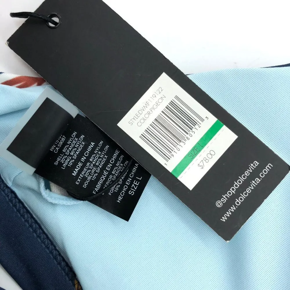 Dolce Vita Matisse Floral Knot Back Bikini Top Strappy Removable Cups Blue L Size L - Image 4