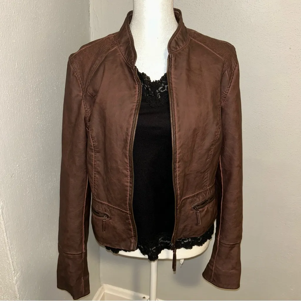 Anthropologie Chocolate Leather Jacket - Image 3
