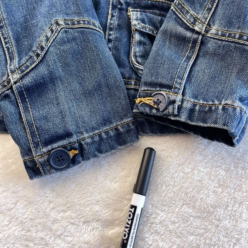 Vintage Old Navy Denim Jean Jacket Womens Sz L Blue Festival Y2K Trucker Western - Image 8