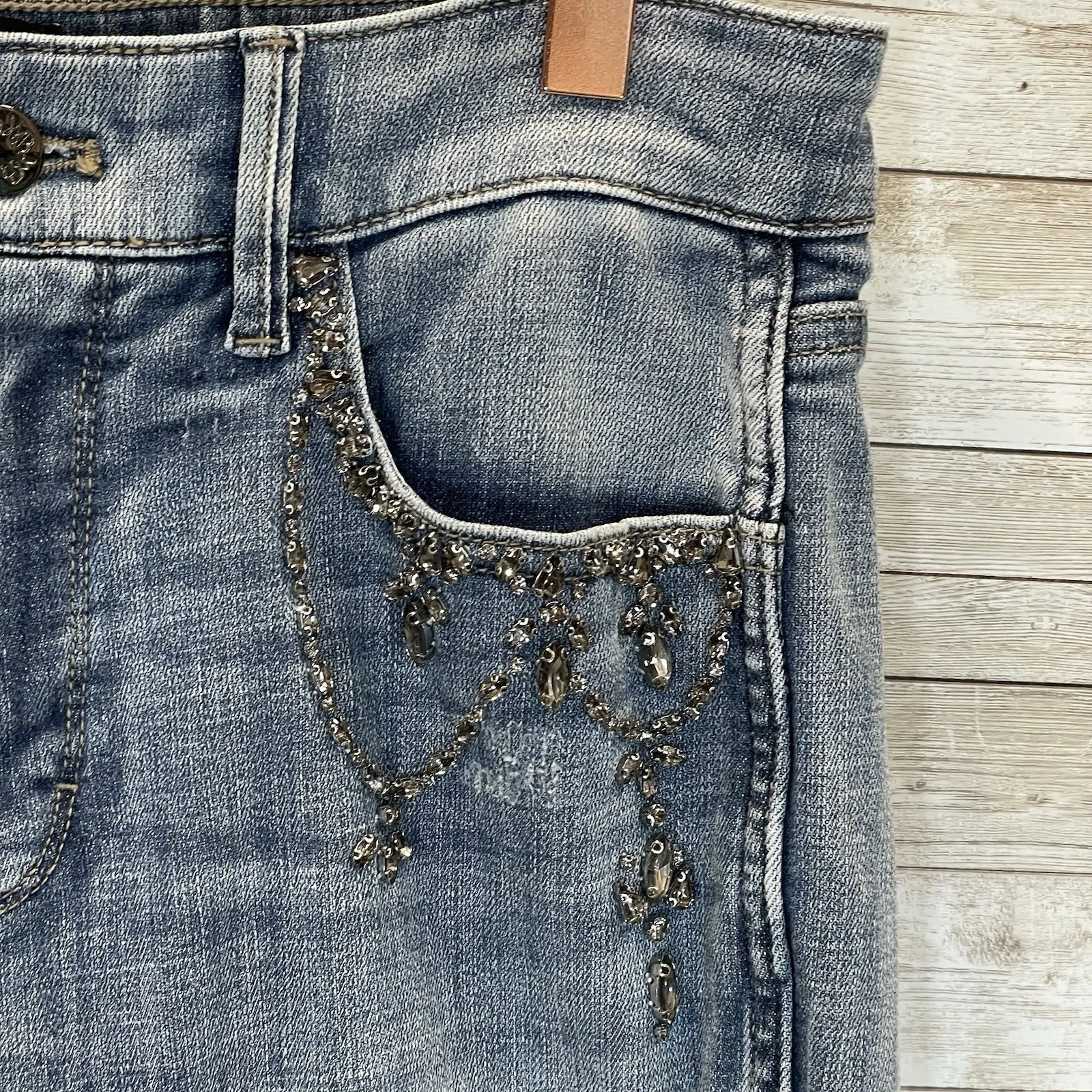 White House‎ Black Market Womens 6 Jeans Embellished Silver Bead Skinny Everyday - Image 3
