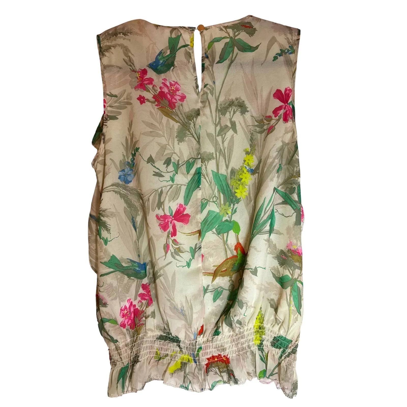 Ted Baker London Floral Print Ruffle Sleeve Blouse Top Size 2 - Image 9