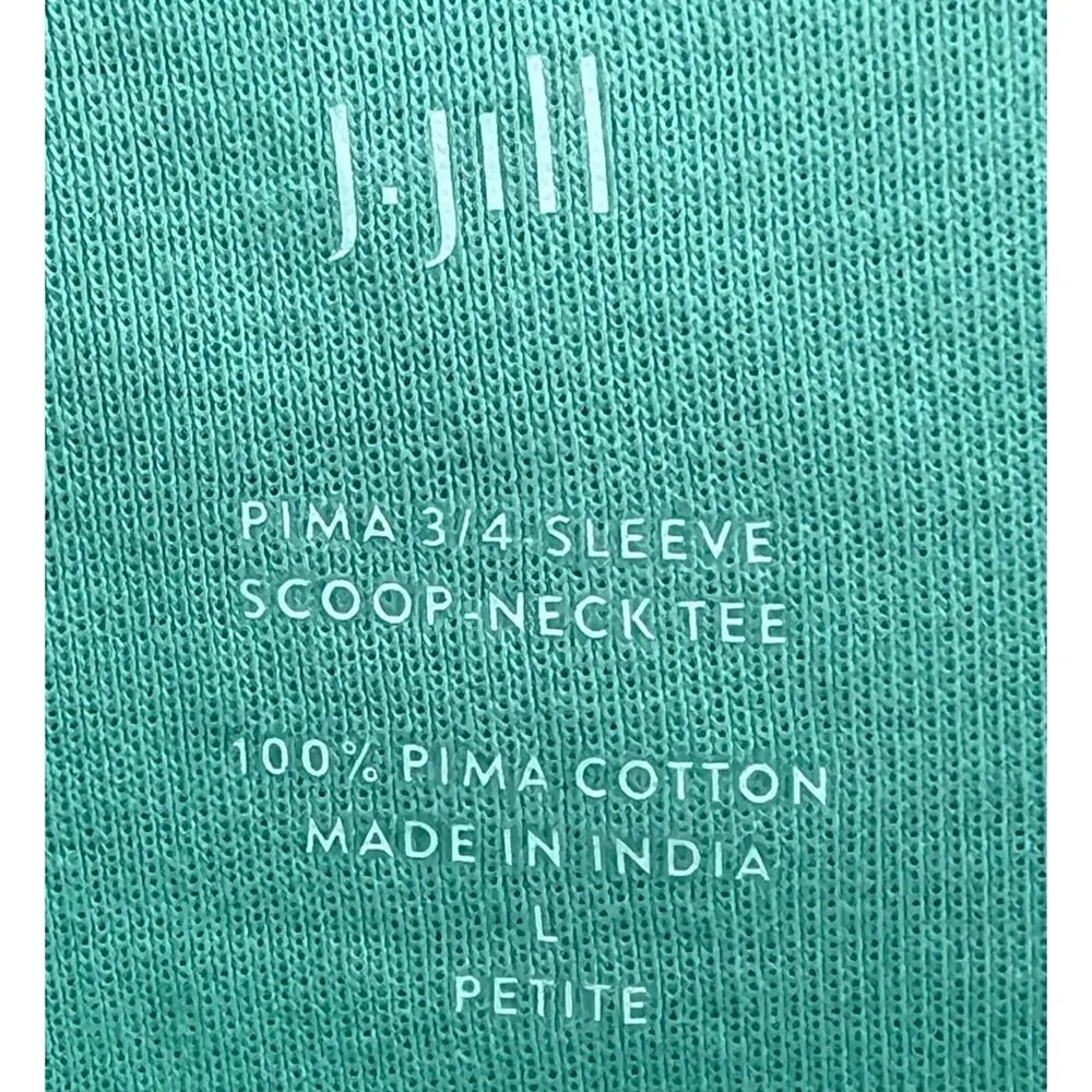 J Jill Pima Cotton 3/4 Scoop Neck Tee Large Petite Morning Mist Green Shirt Size undefined - Image 9