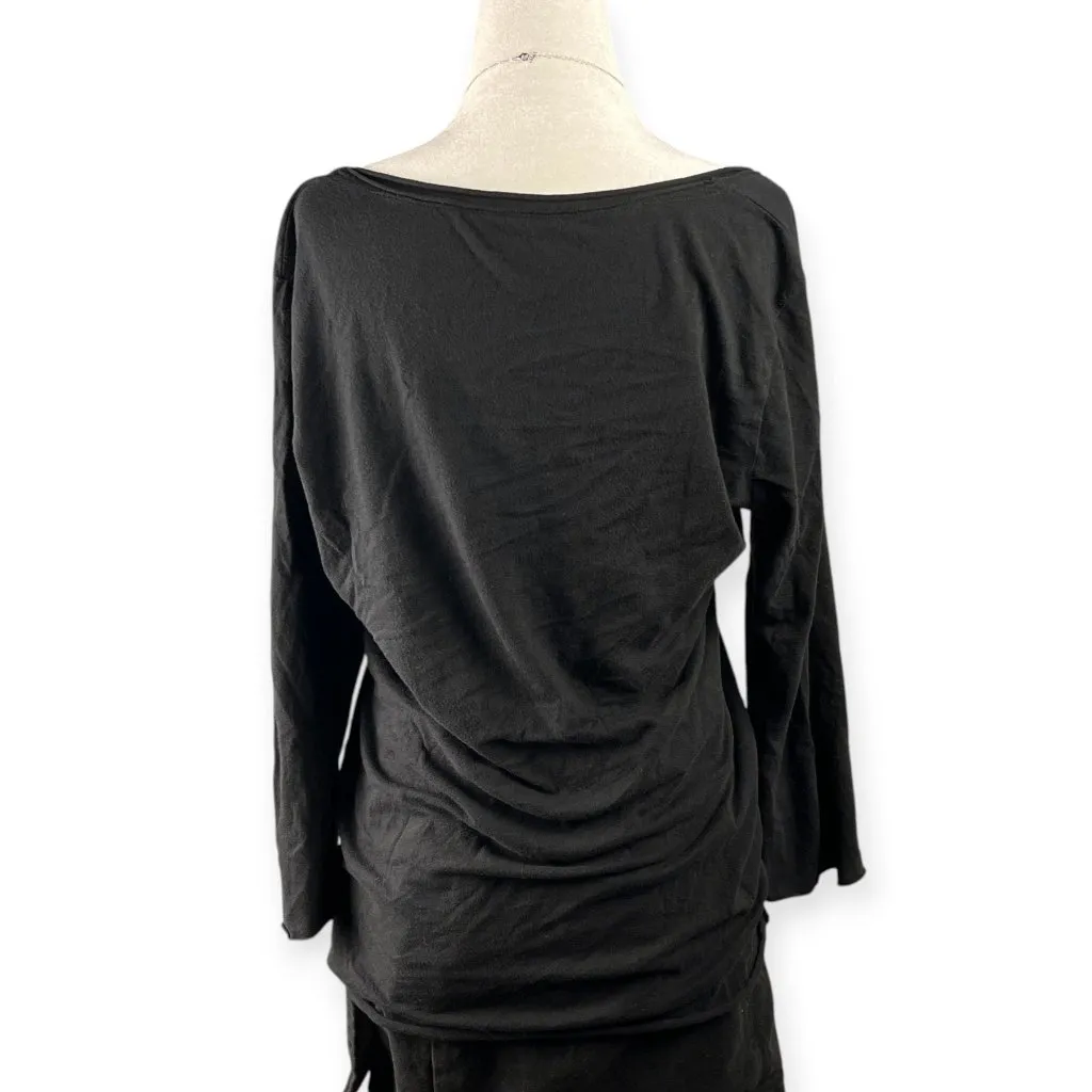 Jakes Rhinestone Heart Wings Long Sleeve Shirt Womens XL Black Y2K Graphic - Image 2