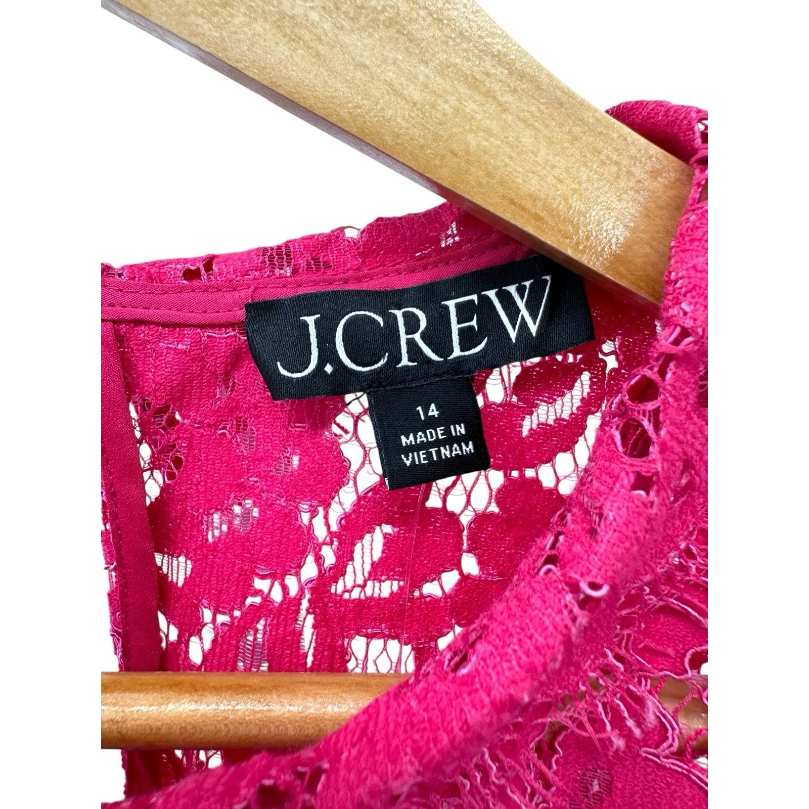 NWT J.Crew Lace Mockneck Top Dragonfruit Pink Long Sleeve Lace Scallop Size 14‎ - Image 4