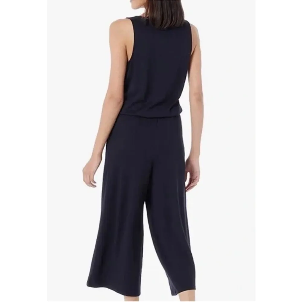 Daily Ritual‎ Black Supersoft Ribbed Sleeveless Wide Leg Midi Jumpsuit Size S - Image 2