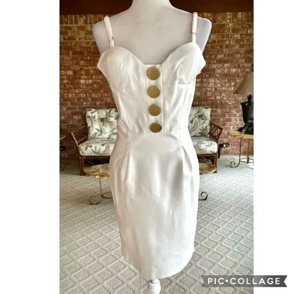 Castle Starr Dress Mini Bustier Ivory Silk Blend 4 Party Sundress Cocktail - Image 6
