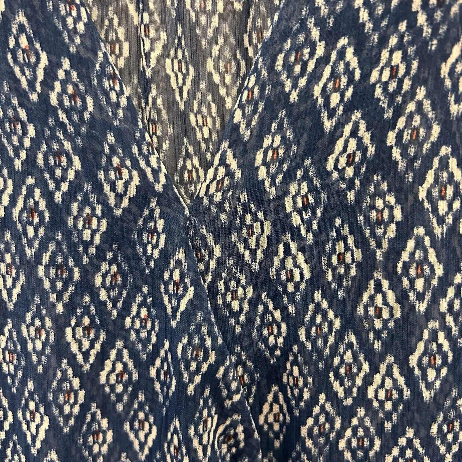 About A Girl Made In The USA Blue White Tank‎ Blouse Crochet Trim Large Festival - Image 2