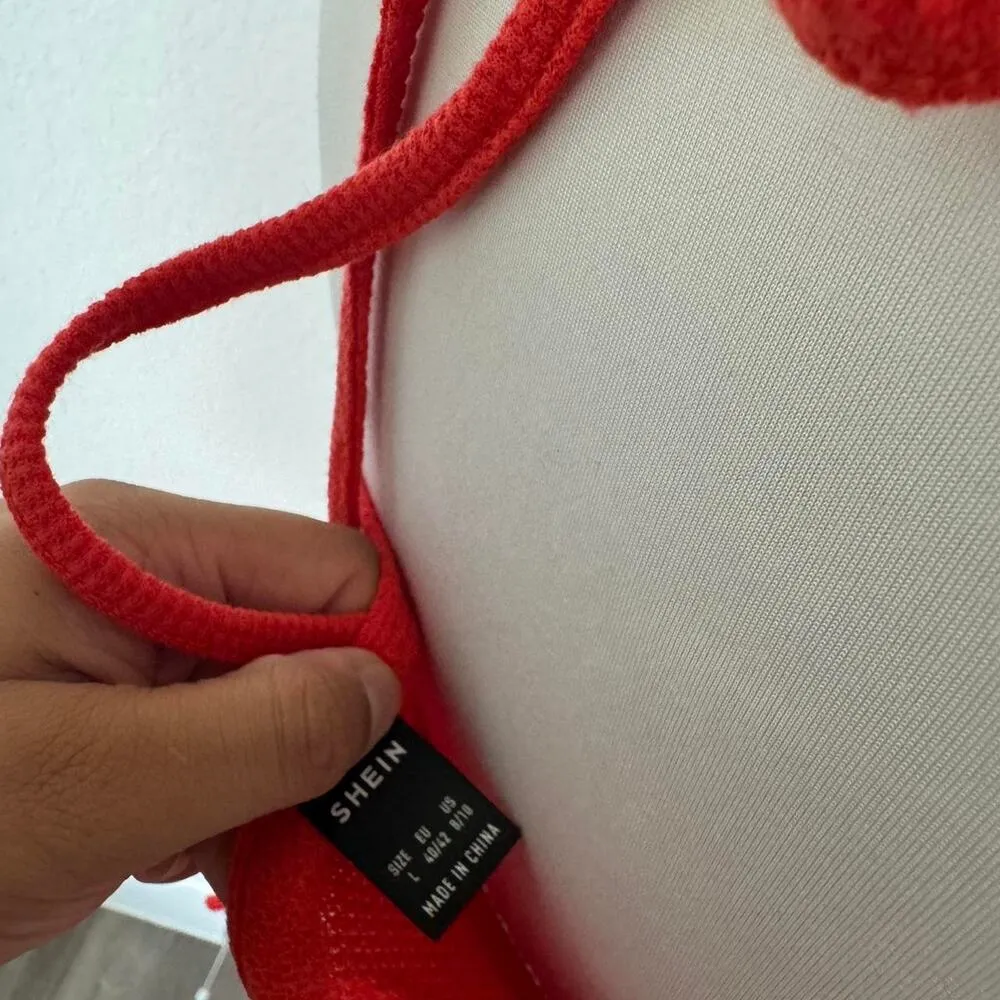 SHEIN Red Cut Out Ruched Bodycon midi Dress - Image 4