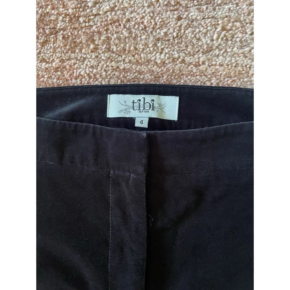 Tibi Pants Womens Size 4 Black Velvet Stretch Skinny Mid Rise Holiday - Image 2