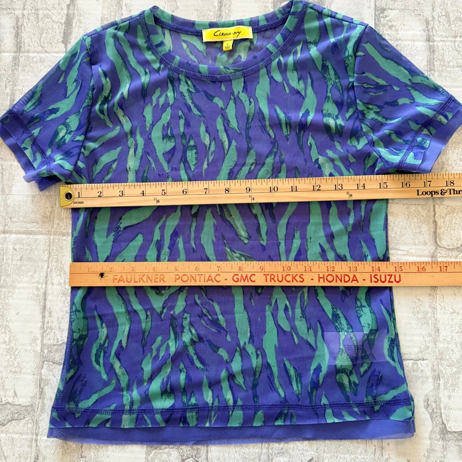 Circus Ivy Retro Lilac & Green Zebra Sheer Polyester Spandex Crop Top Sz S - Image 8