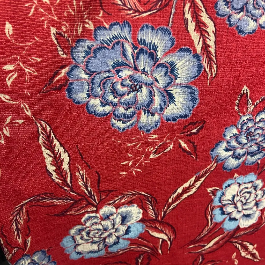 Knox Rose Size Medium Floral Tank Top Blouse Red Blue Boho Tassel Tie Textured - Image 8