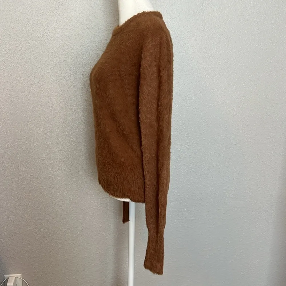 Zara Fuzzy Crewneck Sweater Brown Size Medium - Image 4