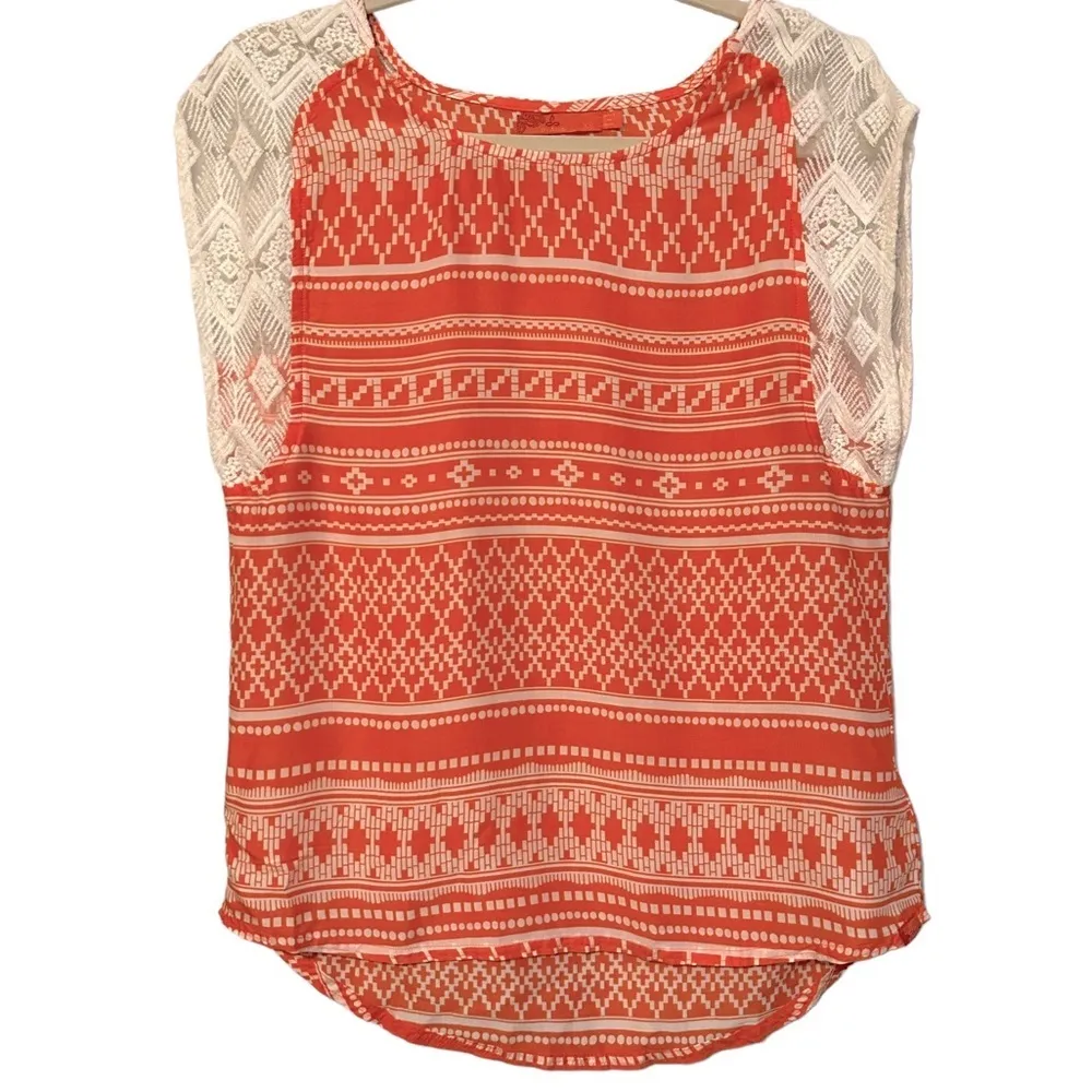 Prana Aleen‎ Orange And White Blouse Top Size XS  #W11170092 - Image 2