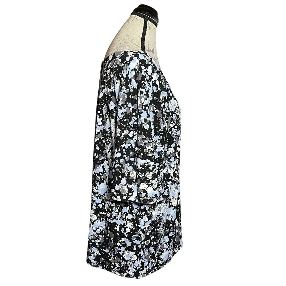 Leota Women’s Blouse Sz Plus 3L Short Sleeve Floral  Boho Chic Bohemian Casual - Image 3