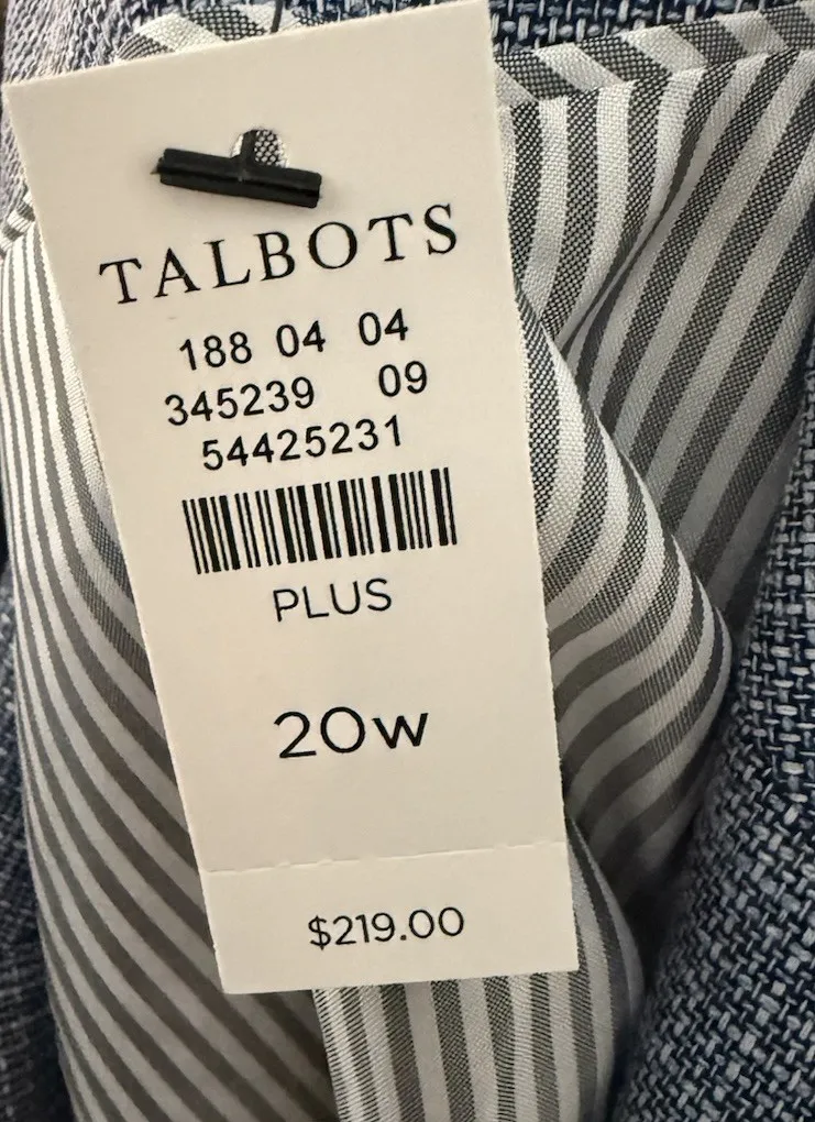 Talbots Women’s 20W Blue Tweed Double Breasted Blazer Jacket Peak Lapel Lined - Image 7