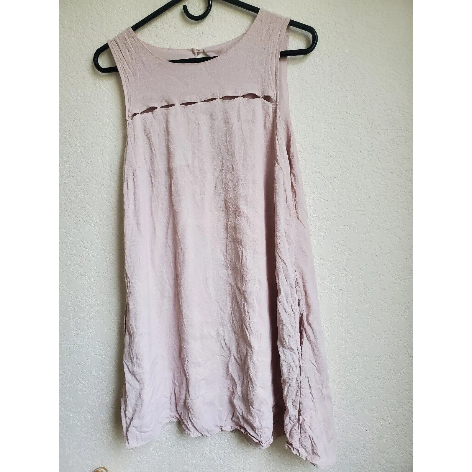 Very J Dress Women Large Sleeveless Pastel Pink Cream Shift Midi w Pockets - Image 3