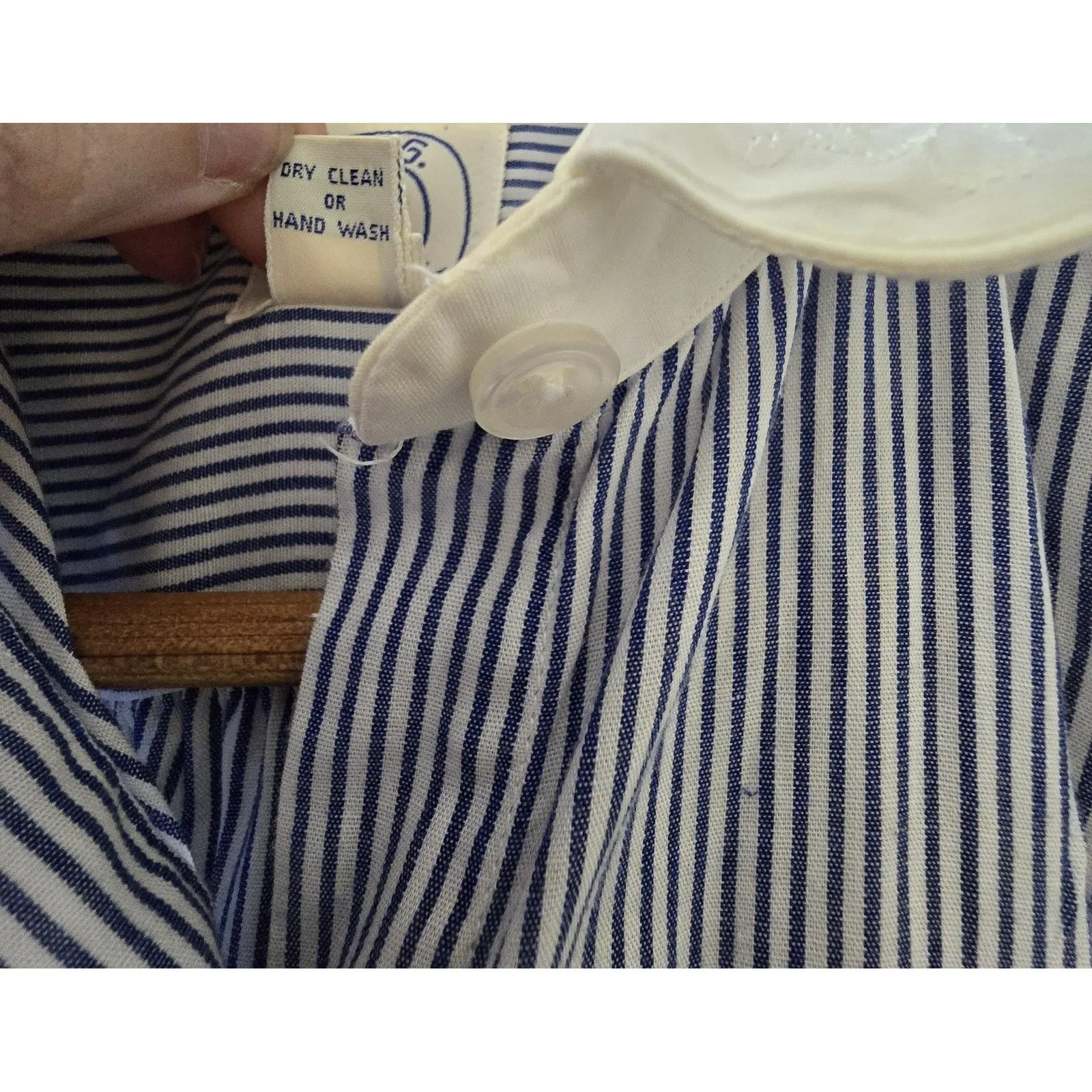 Vintage J.G. Hook Chambray Shirt Dress Size 8 Cotton Navy Blue &White‎ Button * - Image 5
