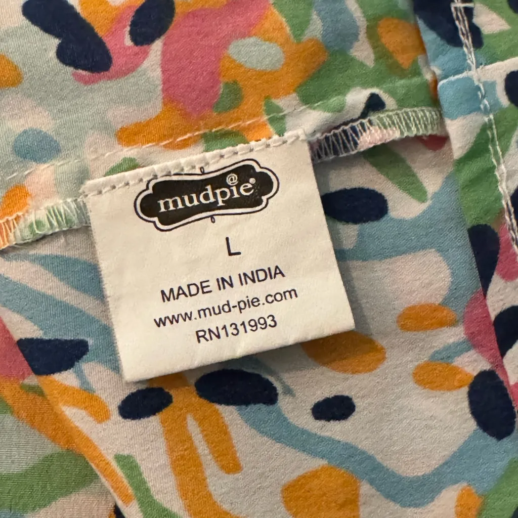 Mud Pie Waverly Dress Blue Pink Yellow Print V-neck Spaghetti Strap Tank Dress - Image 7