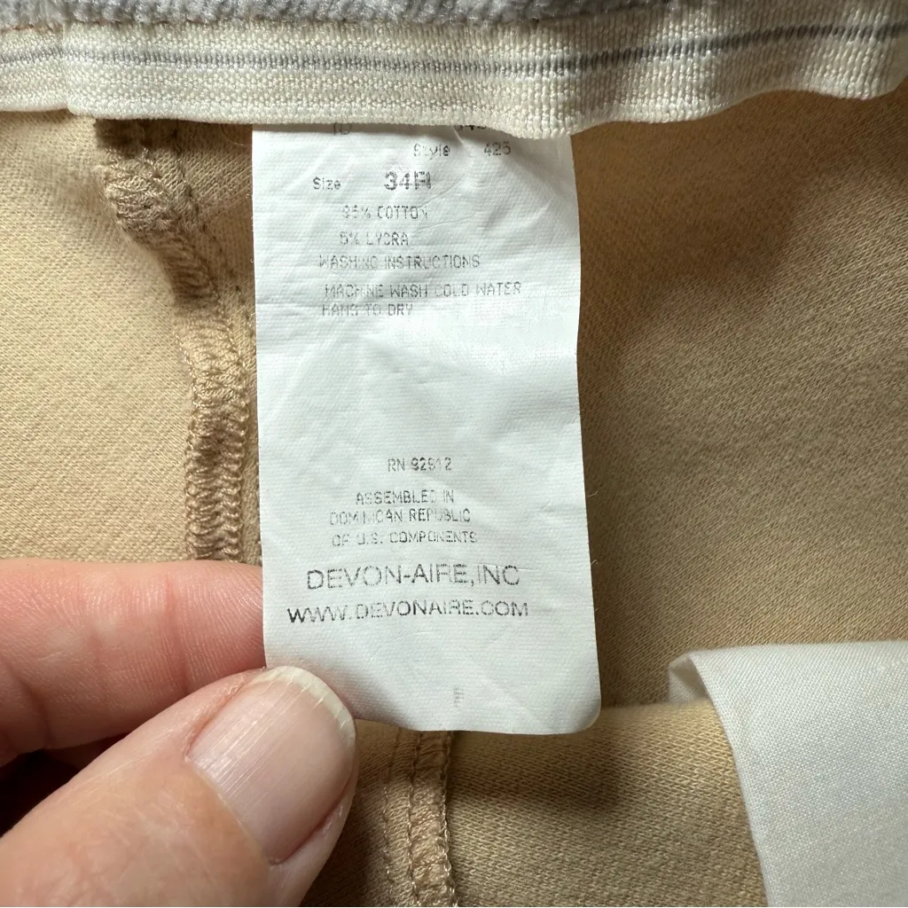 Devon Aire Riding Pants Womens Size 34R Tan Equestrian Breeches Horse Style #425 - Image 3