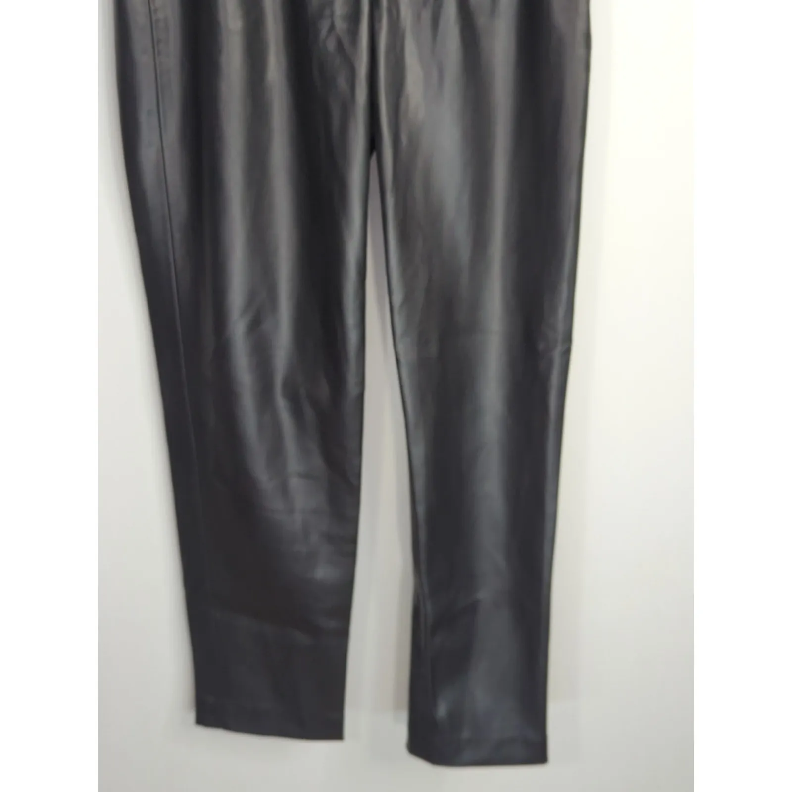 Zara Black High Waisted Faux Leather Pants Women's Small NWT Punk Rock Chic - Image 3