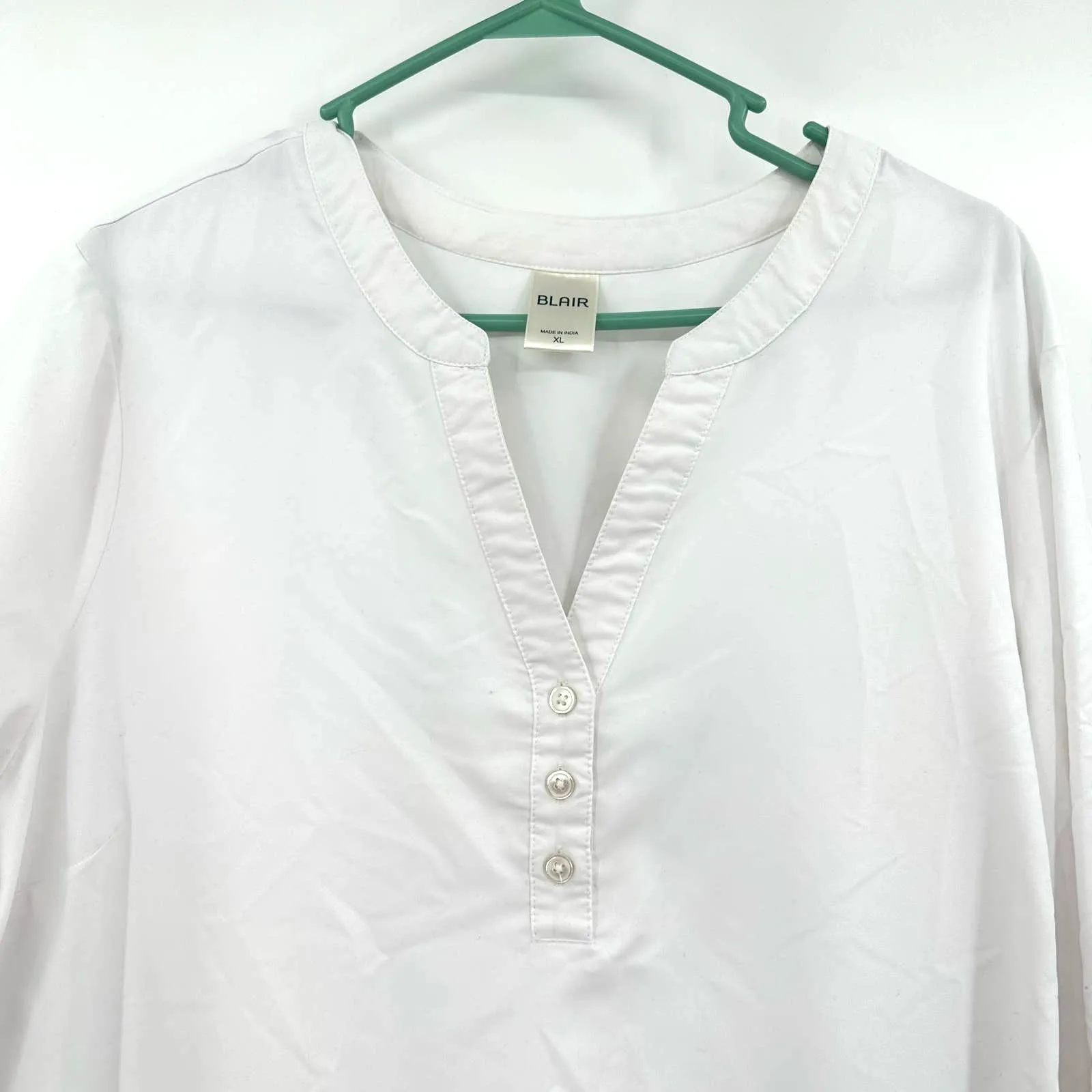 Blair size XL white v neck dress‎ large eyelet detail at cuffs and lower hem - Image 3