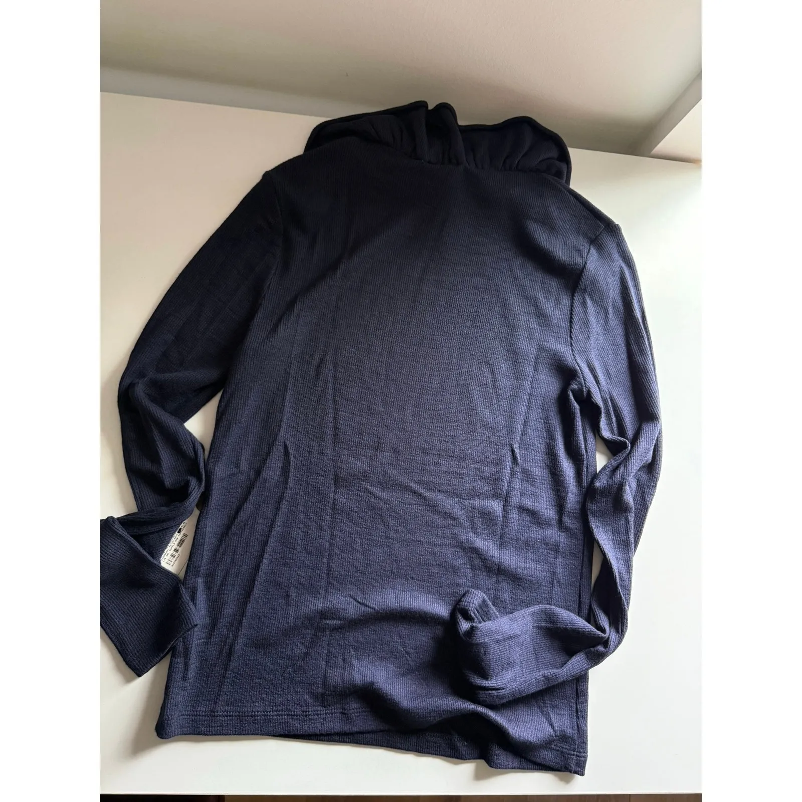 $135 New Goldie Tees Double Ruffle Modal Rib Turtleneck - Small - Navy - Image 5