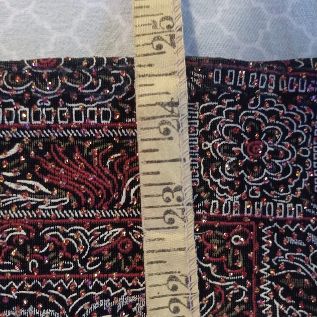 Onyx Nite  Open Front Cardigan/Shell, Size L, Sparkly Red Gold metallic - Image 7