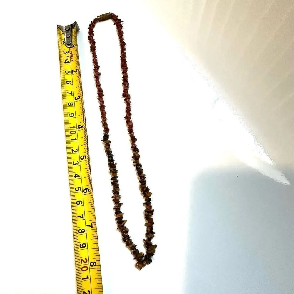 Goldstone and tigers eye chip beaded necklace Brown - Image 8
