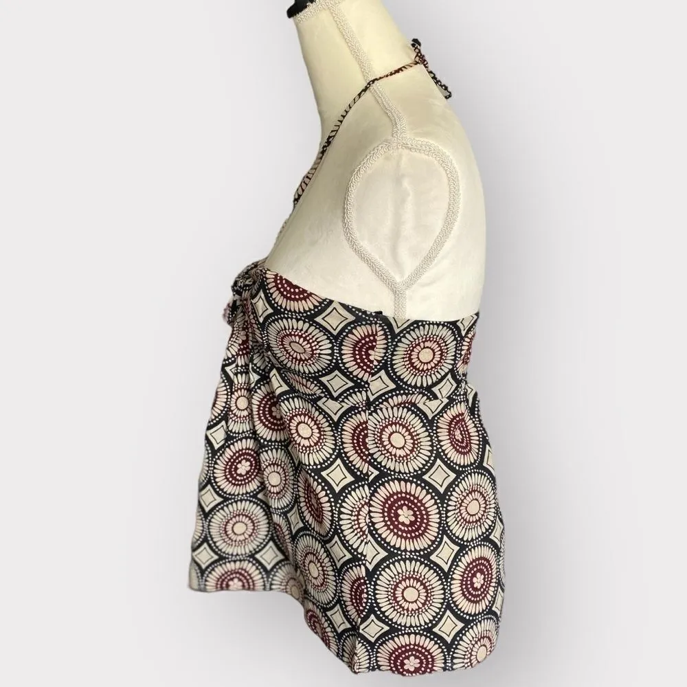 Vtg Michael Kors Cotton Mosaic Print Y2K Halter top Lightweight Babydoll - Image 3