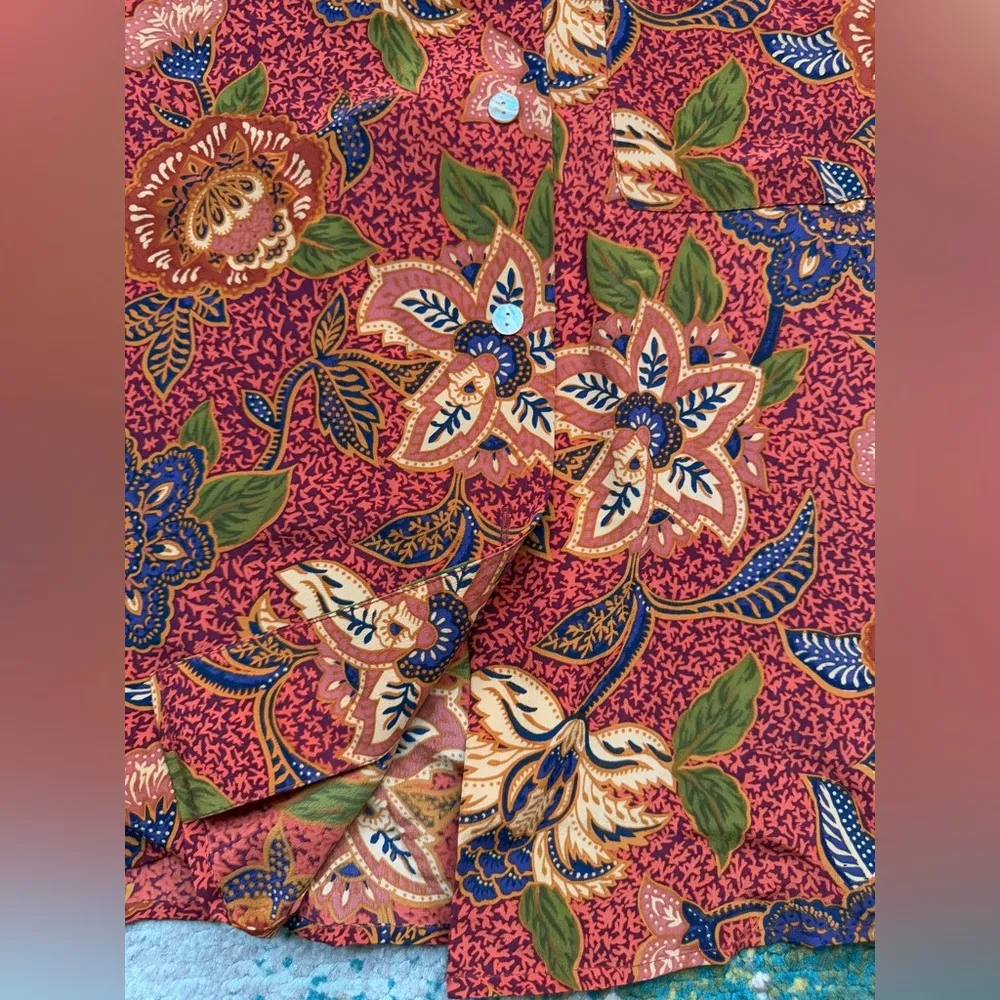 Vintage JH Collectibles silk paisley floral shorts blouse set, size 6 Red - Image 9