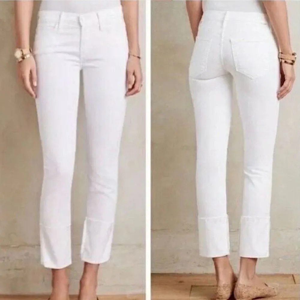 Mother Pony Boy Fray Cuffed Straight Leg Jeans Stayin’ Alive White 27 - Image 2