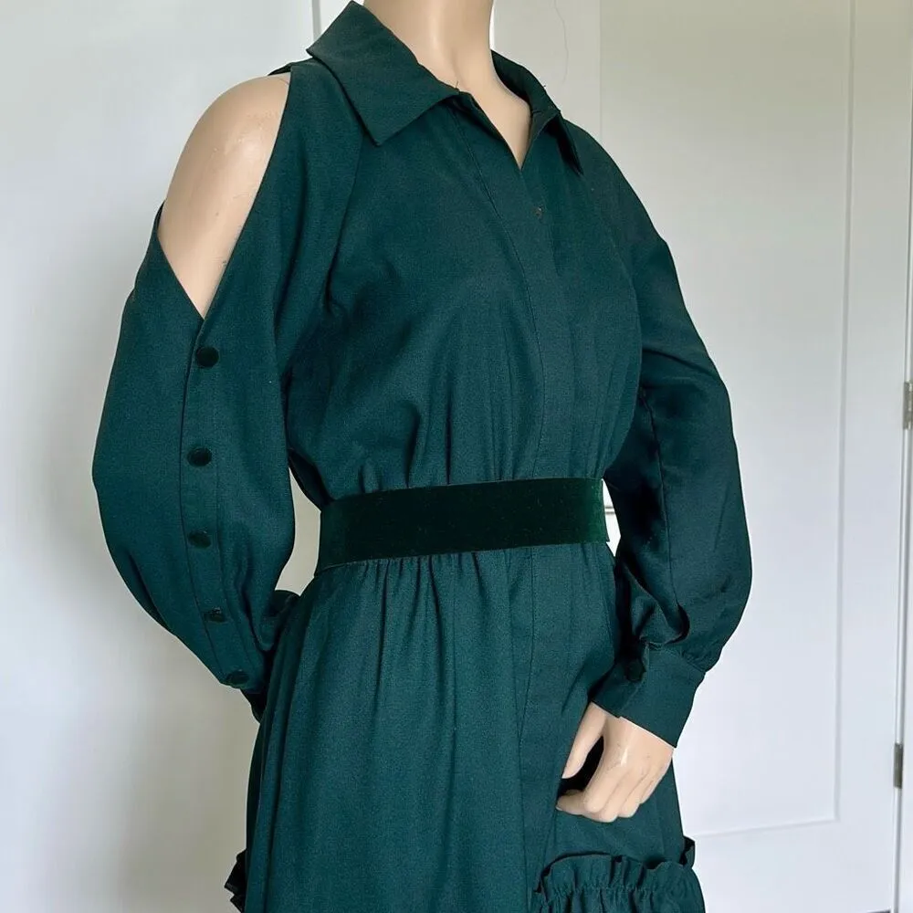 Eliza J Dress 4 Emerald Green Cold Shoulder Shirt Dress - Image 7