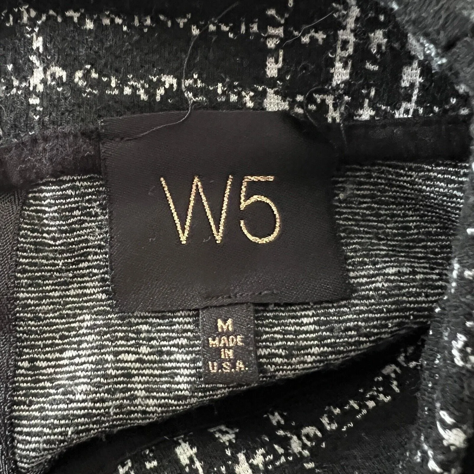 W5 Knit Top Black White Plaid Long Sleeve Wide Mock Neck Exposed Back Zip - Image 7