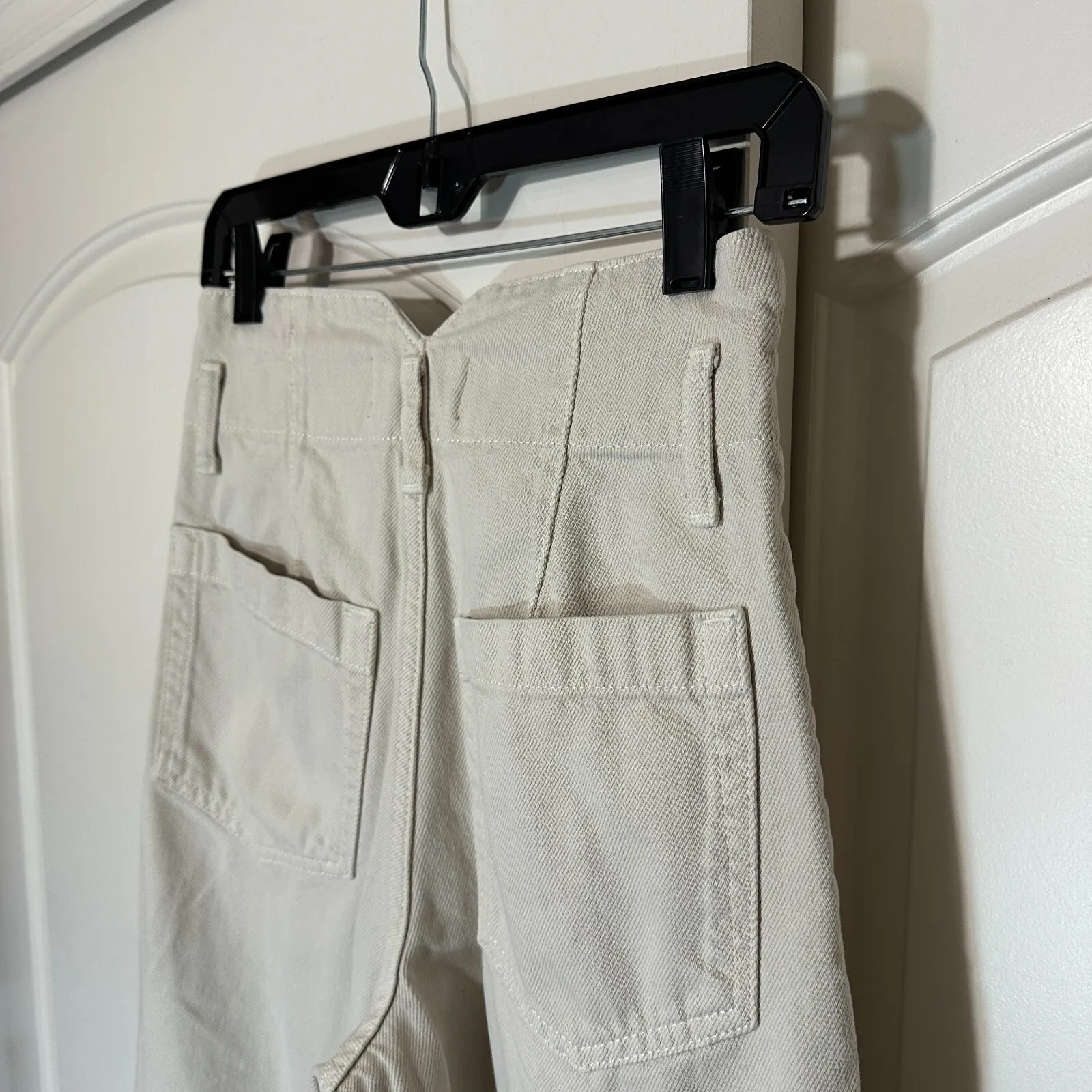 Reformation Jeans 24 Cream Lang Belted Ultra High Rise Pleated‎ Pockets Wide Leg - Image 4