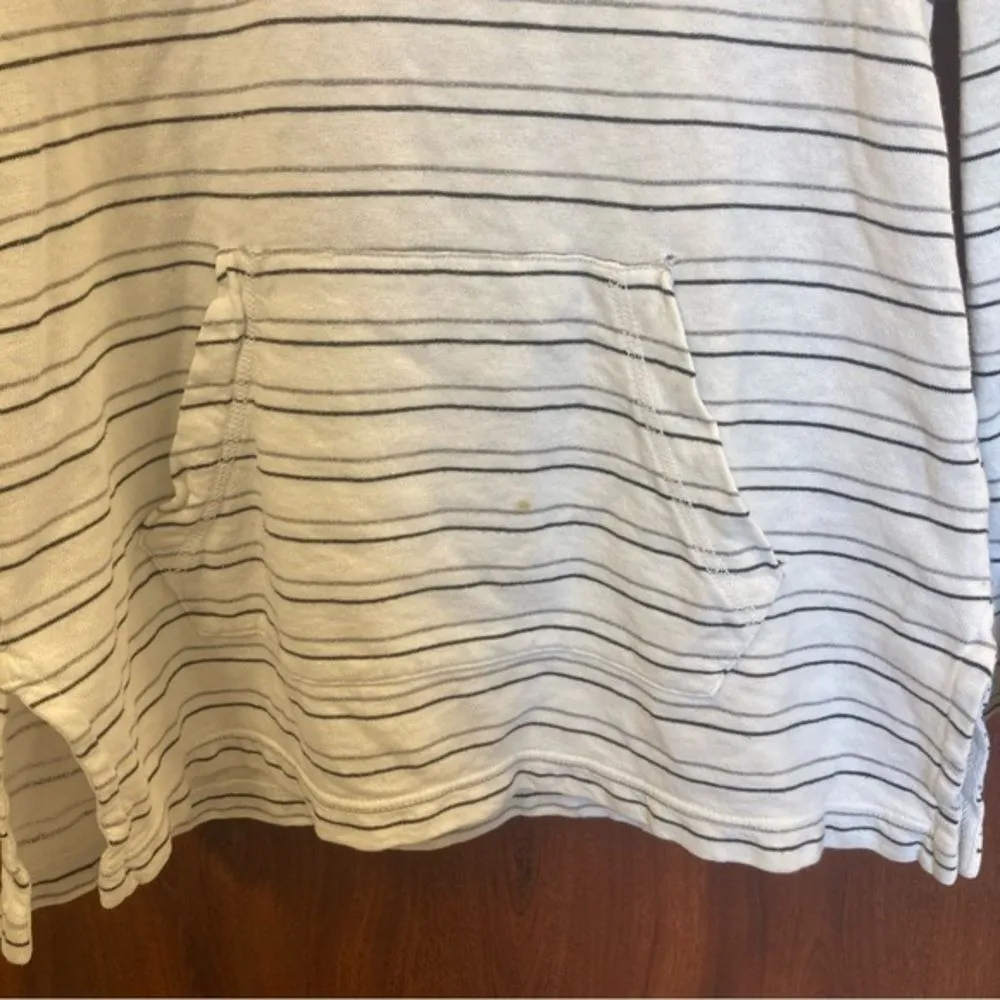 James Perse Hoodie Pullover Sweater Pocket Striped Gray and White Size Small - Image 7