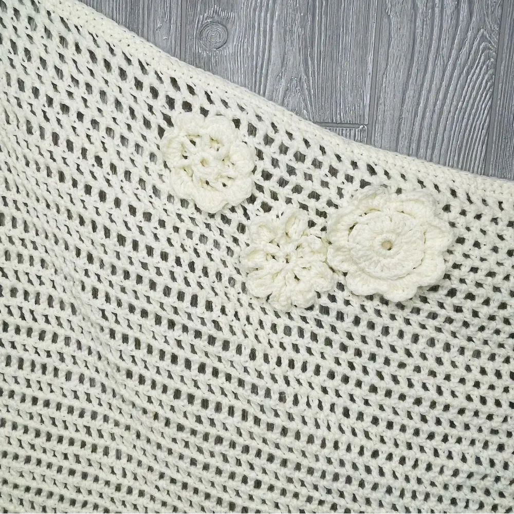 Hand made crochet knit floral Shaw coat cottage core / grandma core one size Size L - Image 6