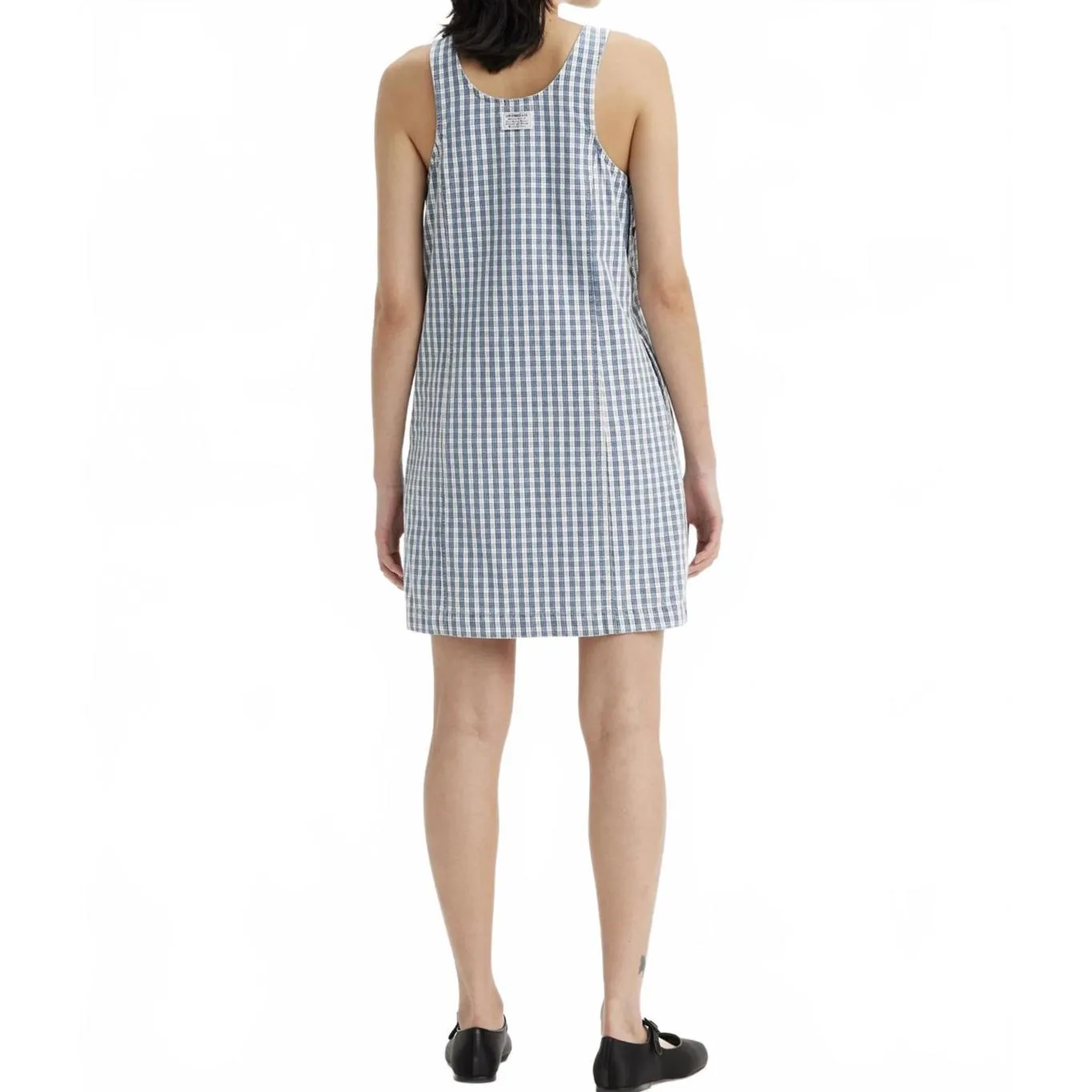 Levi's Aly Sleeveless Jumper Mini Denim Dress Blue White Check Gingham NWT XXL - Image 4