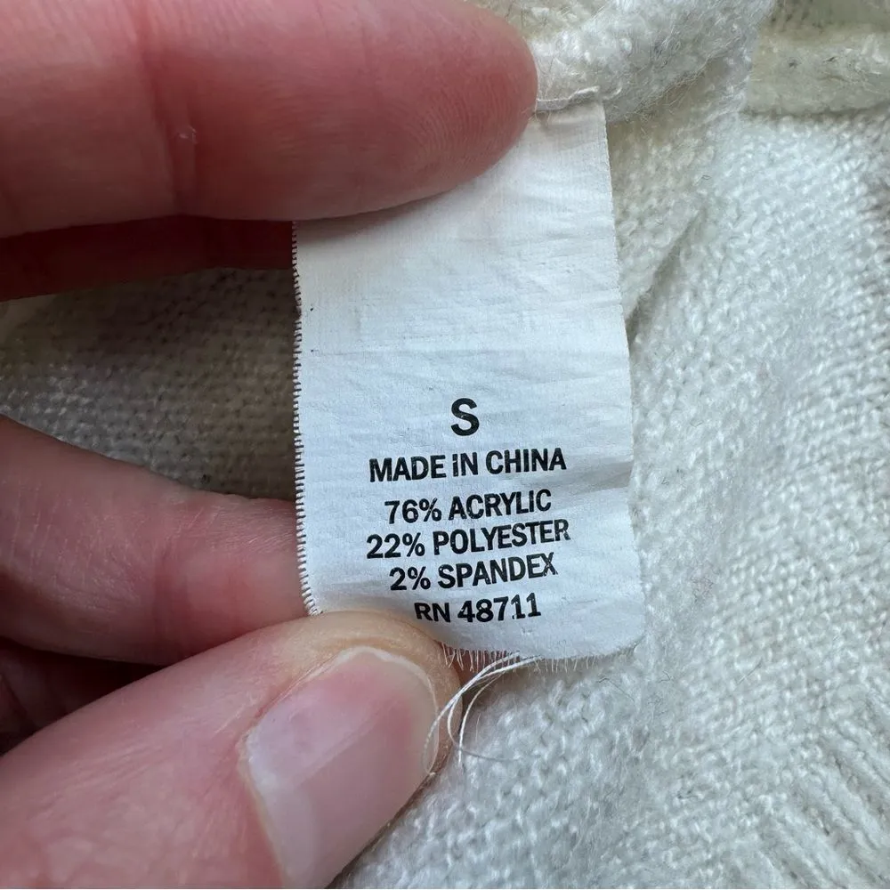 Falls Creek Womens Tiered Ruffle Sleeve Sweater S SM Small Ivory Cream Off White - Image 8