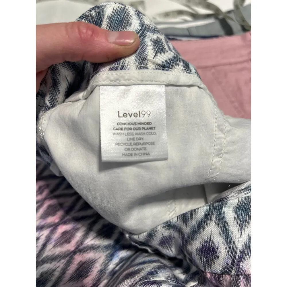 Level 99 x Anthropologie size 32 Pastel Aztec Linen Lyocell Shorts Stretch New! - Image 8