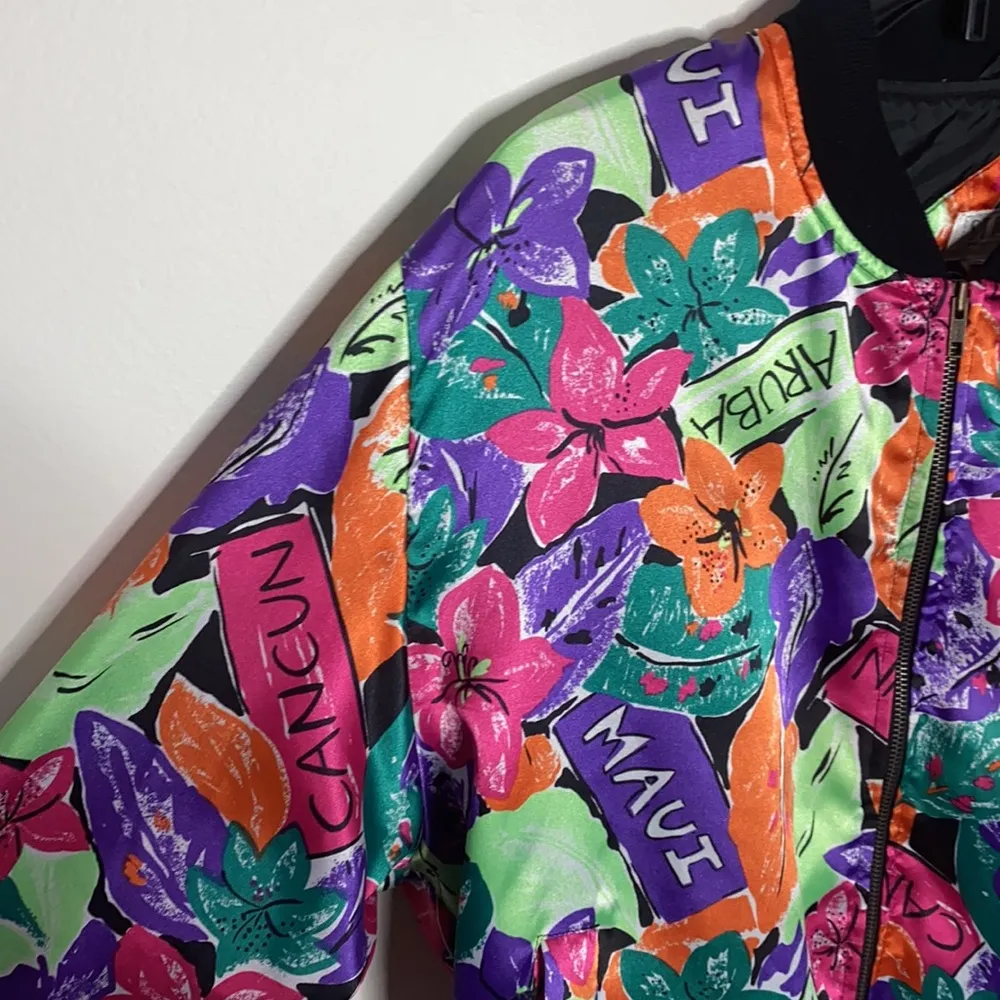 Vintage Stefano Worldwide colorful satin resort bomber jacket size M Size M - Image 91