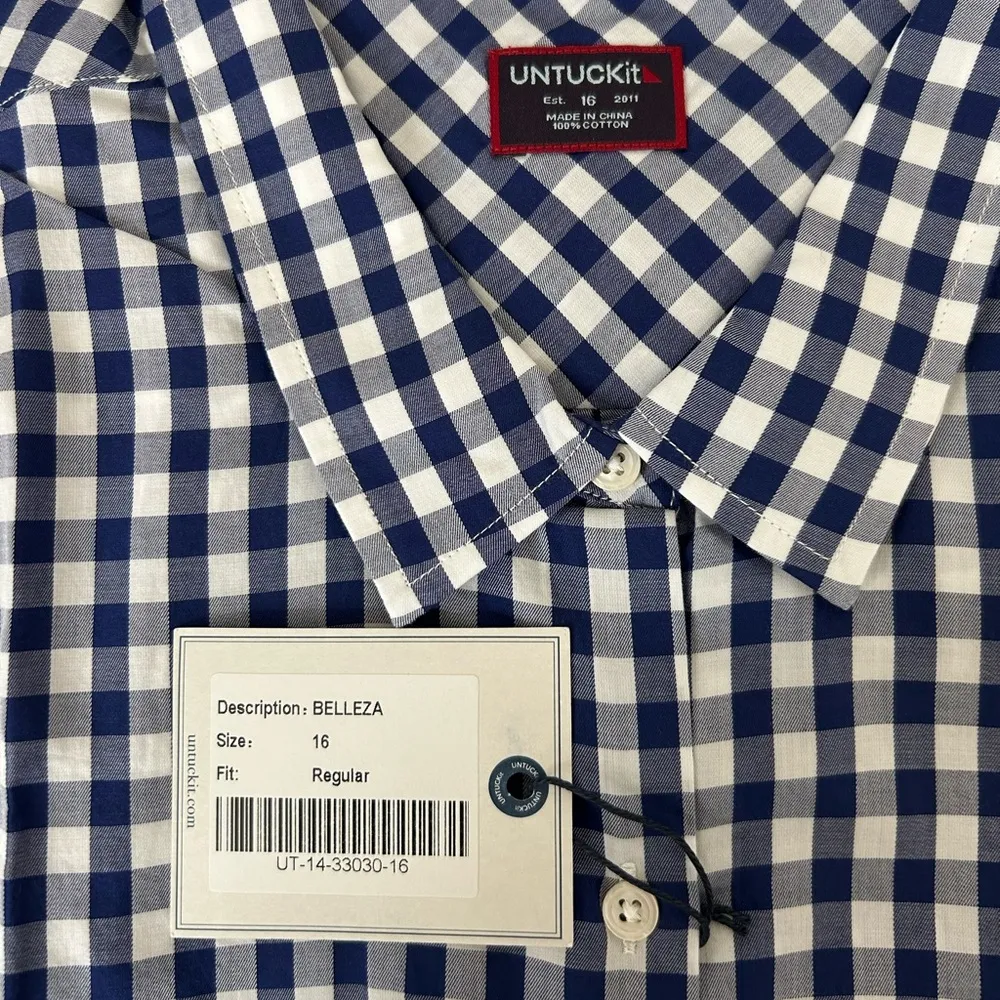 Women’s UNTUCKit Blue Checkered Button - Image 3
