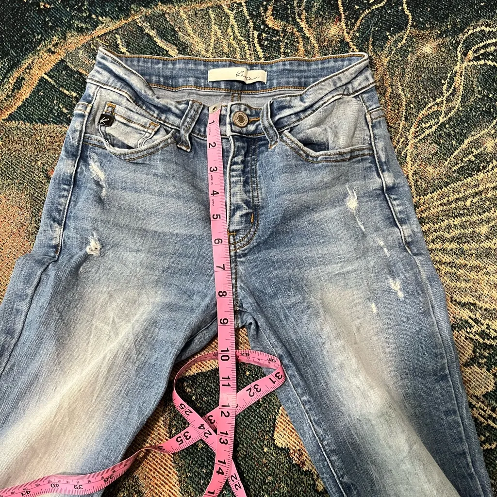 KanCan Skinny Jeans Distressed Mid Rise Women’s 24 Light Wash Stretch Denim Y2K Blue - Image 12