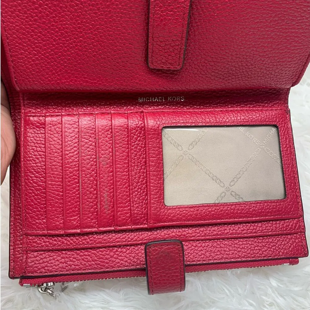 Michael Kors Red Double Pocket Phone Holder Wallet - Image 6